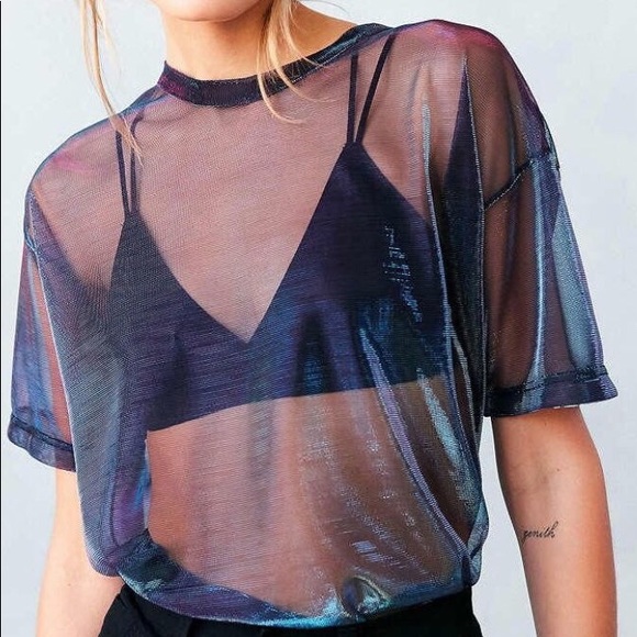 silence + noise Tops - Silence + noise sheer mesh tee